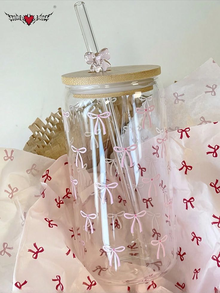 Bow Print Glass Tumbler