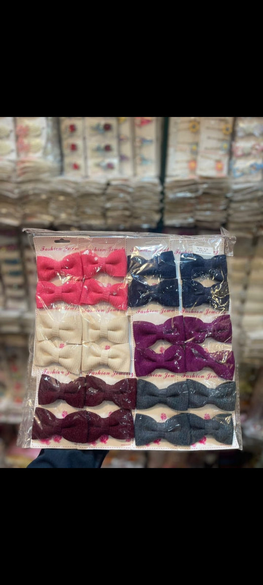 Fabric Bow Hair Clips Set