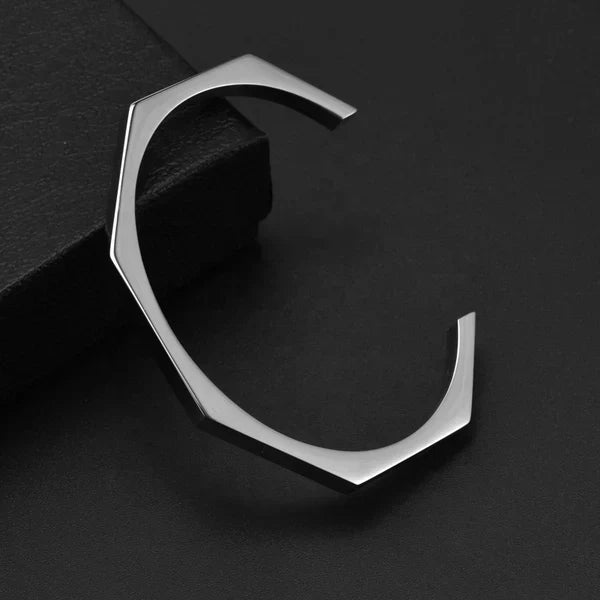 Stainless Steel Hexagon Cuff Bangle